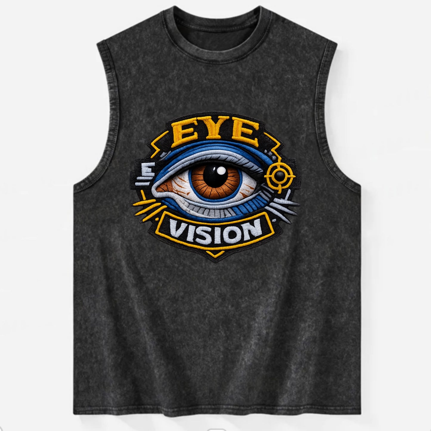 EYE VISION - anatomical eye in blue and brown , optometry - Vintage Washed Tank - Black