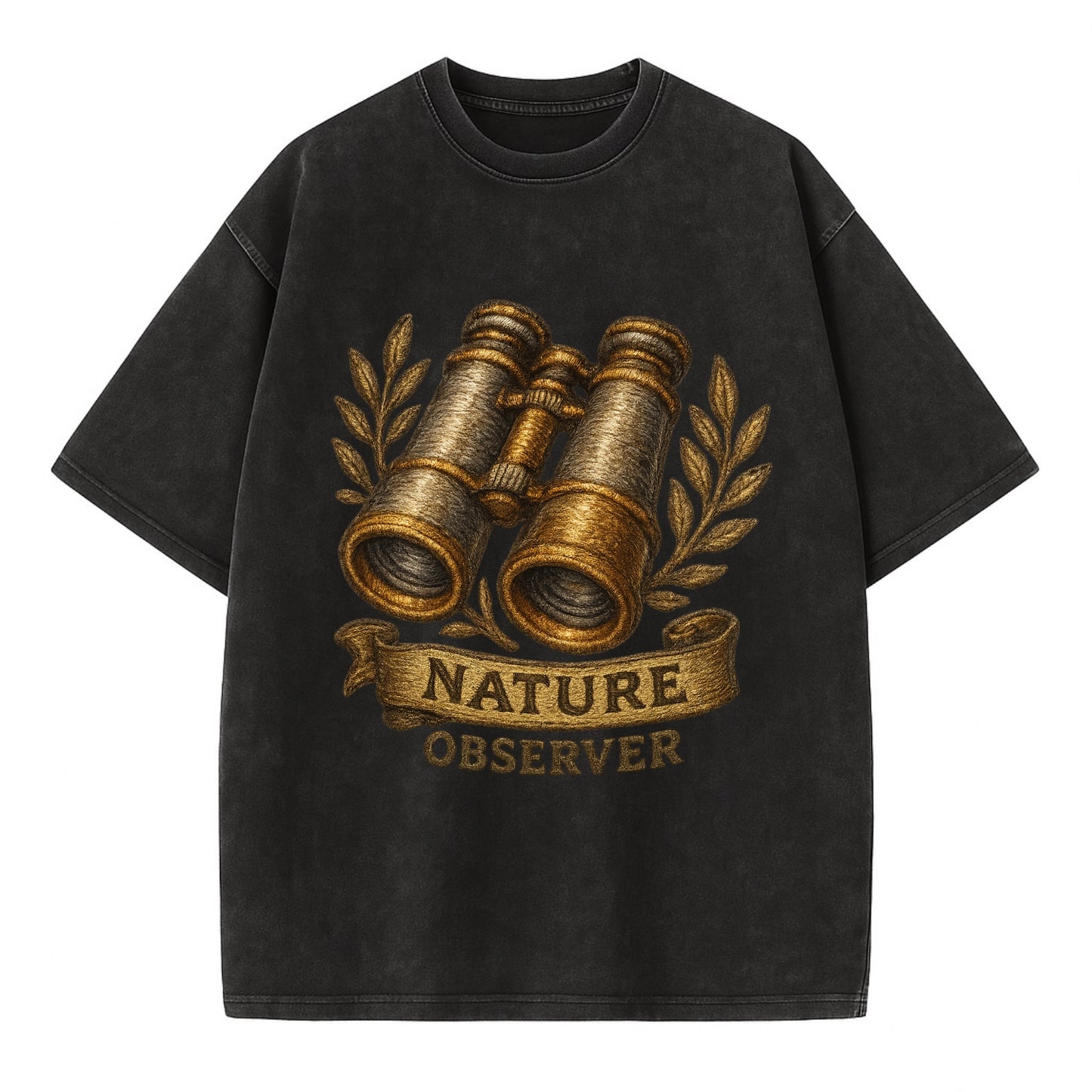 Binoculars for birdwatching - nature observer - Vintage T-shirt - Black