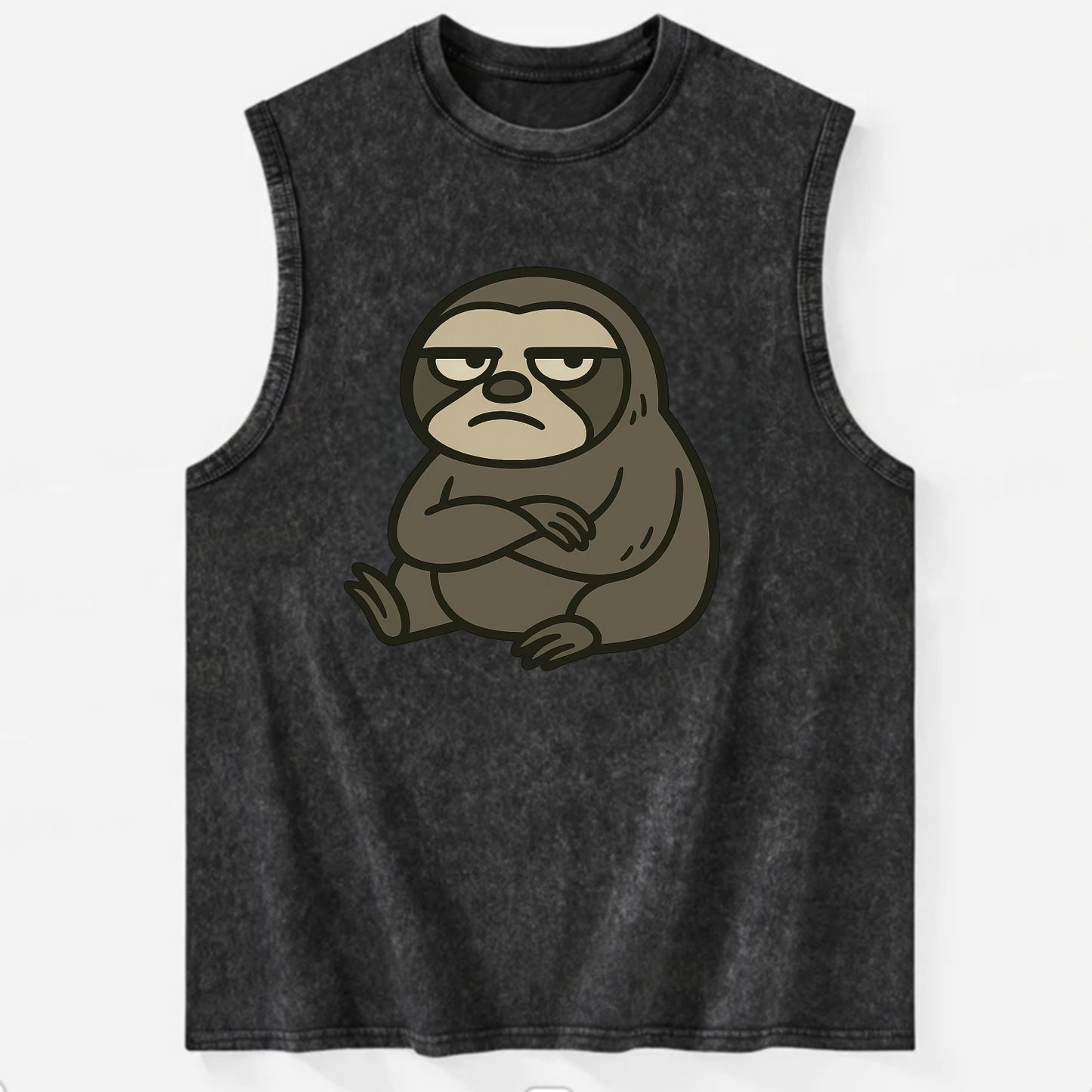 The Sloth Judging Silently - Vintage Washed Tank - Black