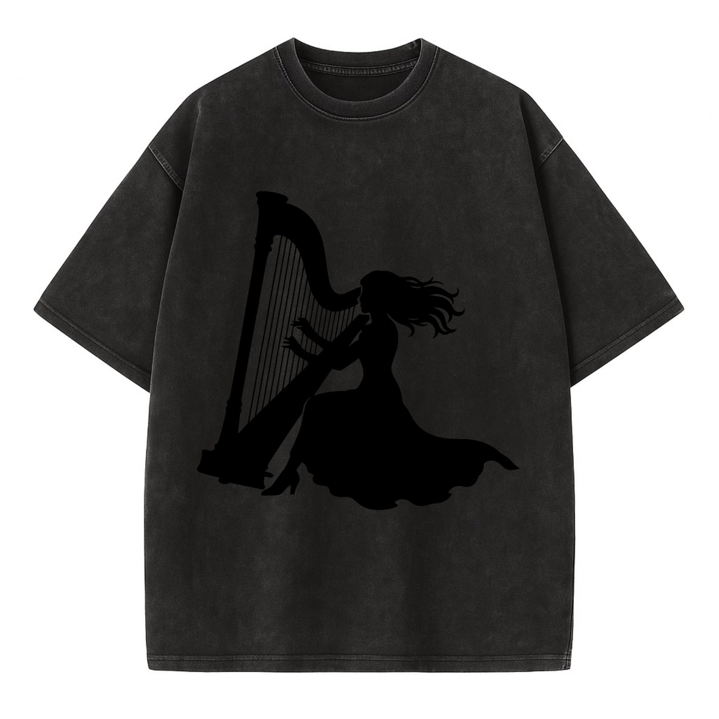 Harpist playing ethereal melody - Vintage T-shirt - Black