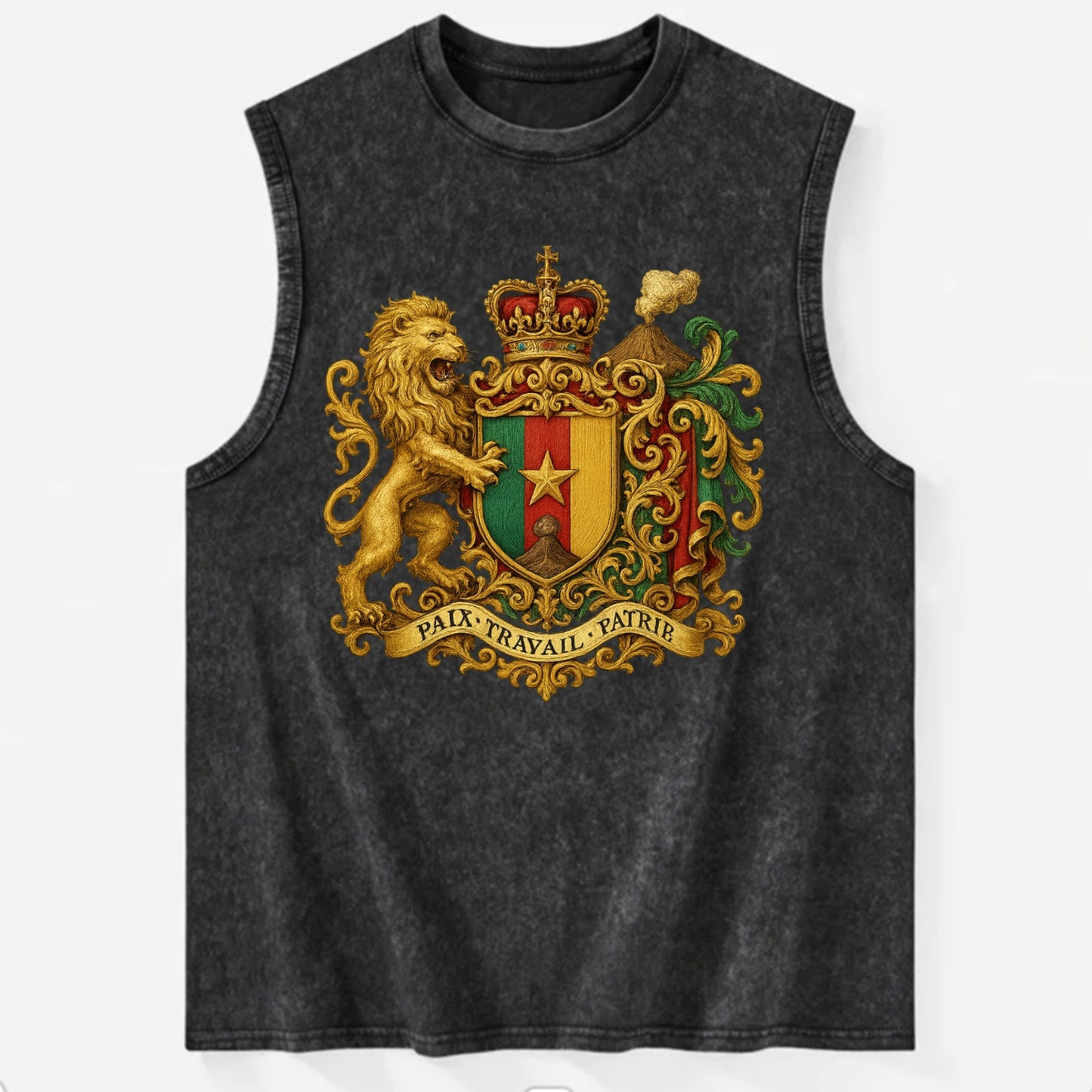 Cameroon Royal Logo - Vintage Washed Tank - Black