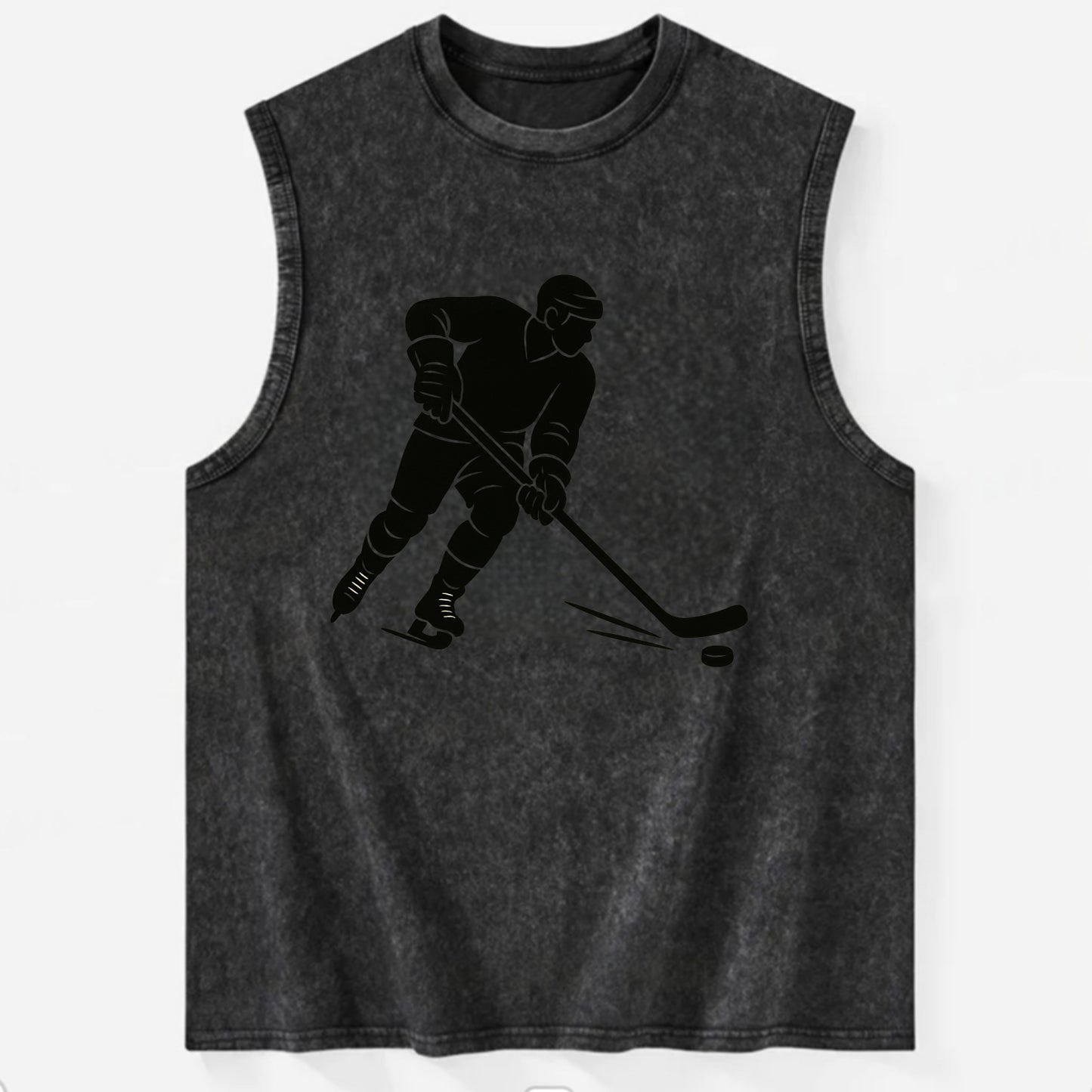 Ice hockey player shooting puck - Vintage Washed Tank - Black