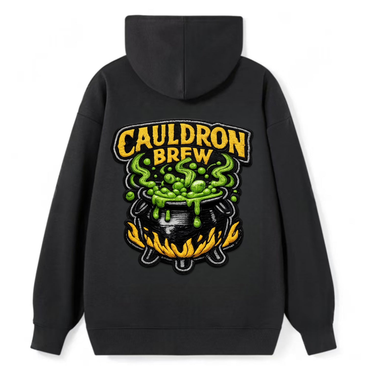 CAULDRON BREW - bubbling pot in black and green , witch craft - Classic Pullover Hoodie - Black