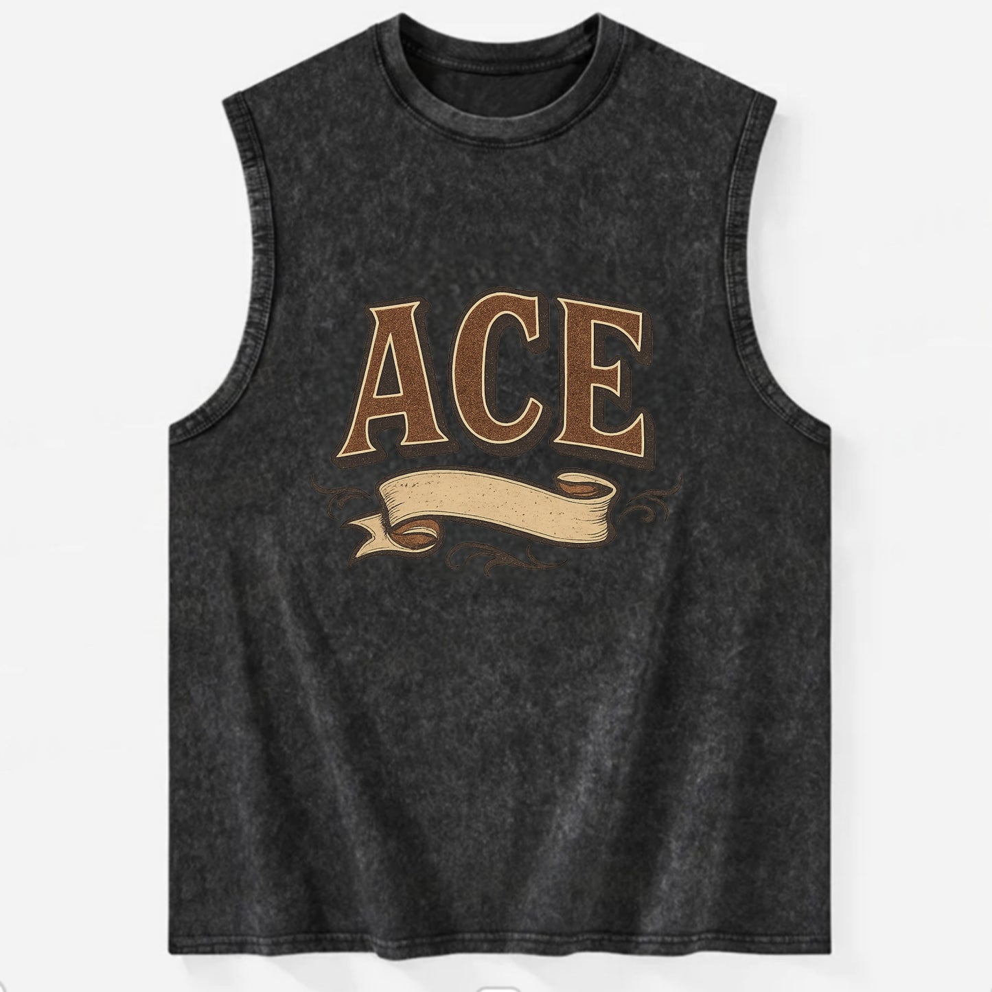 Bold typography design - "ACE" - expert, the best at something - Vintage Washed Tank - Black