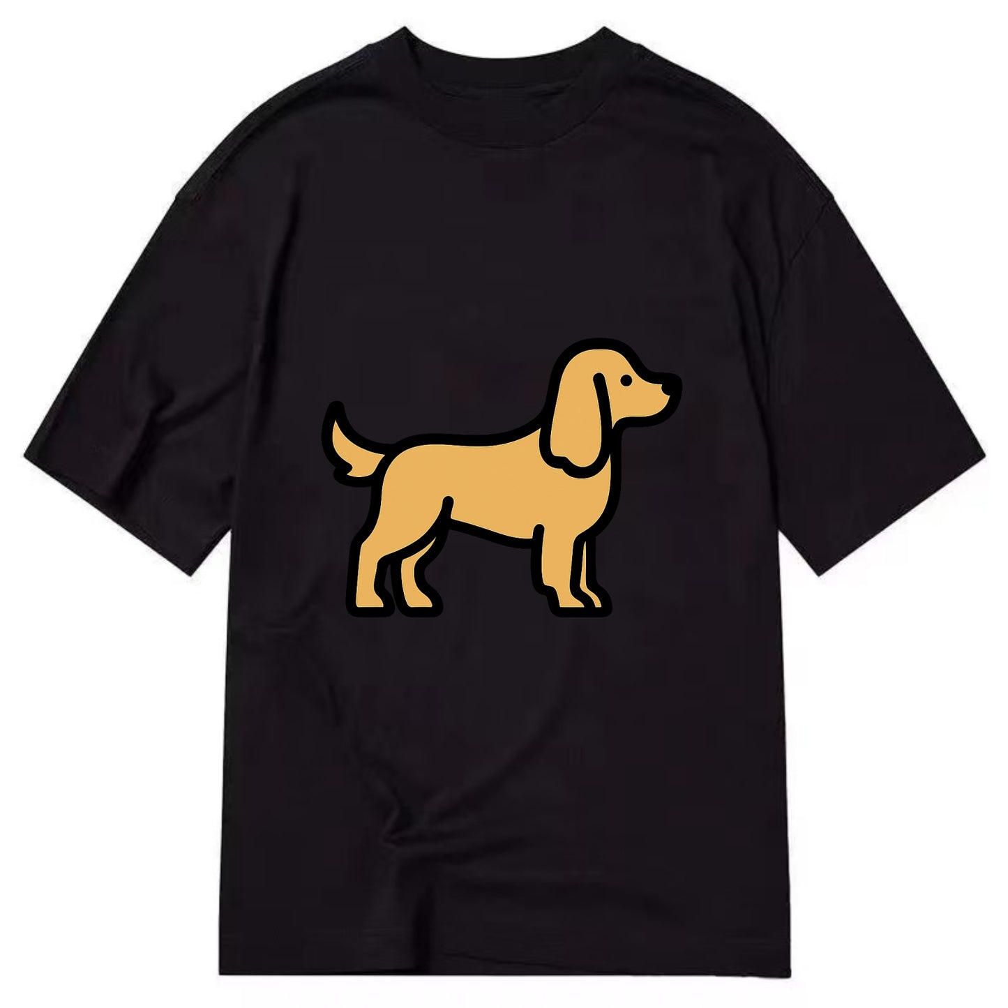 Cocker Spaniel - Golden colored flat side profile - Classic T-shirt - Black