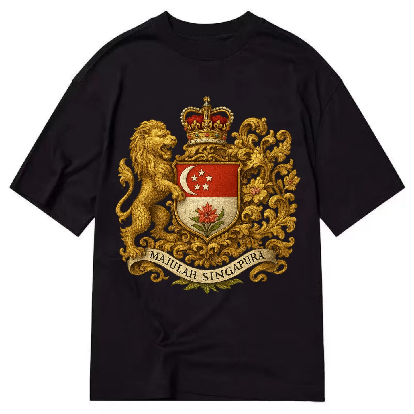 Singapore Merlion Emblem - Classic T-shirt - Black