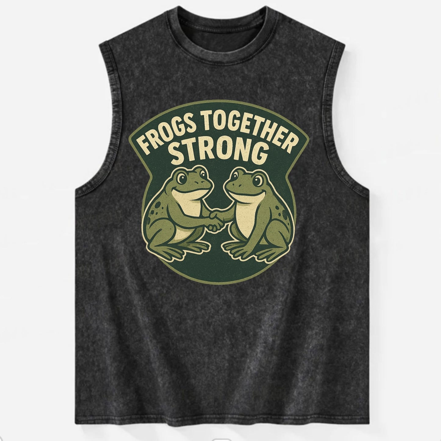 Frogs Together Strong 3 - Vintage Washed Tank - Black