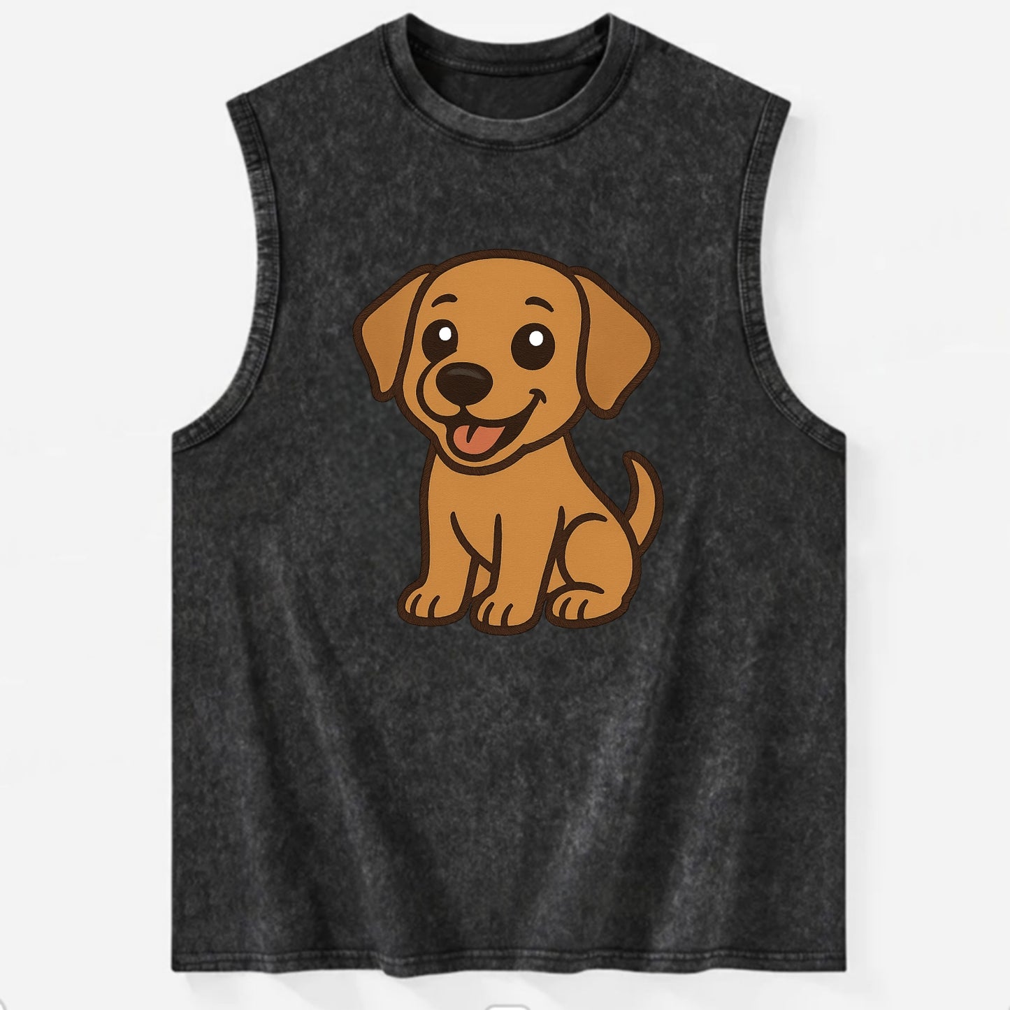 Labrador - Happy panting expression - Vintage Washed Tank - Black
