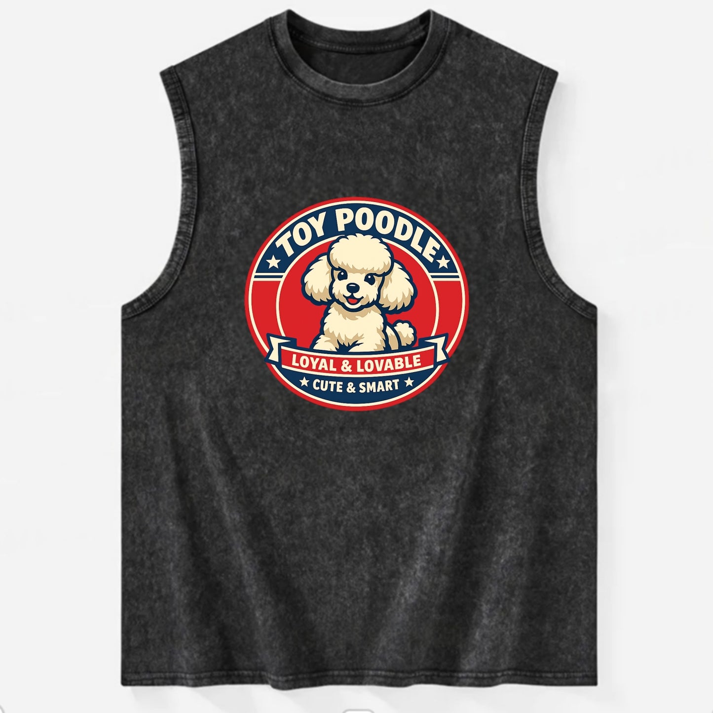 Elegant Poodle Emblem - Vintage Washed Tank - Black