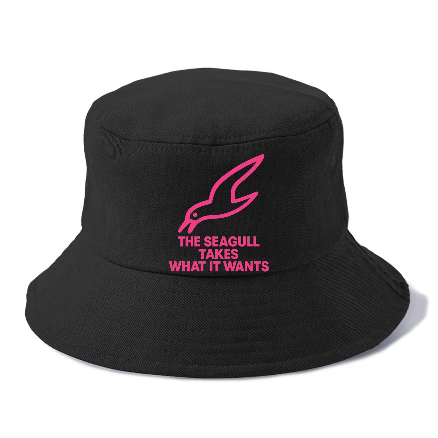THE SEAGULL TAKES WHAT IT WANTS | Aggressive seagull diving down - Bucket Hat - Black