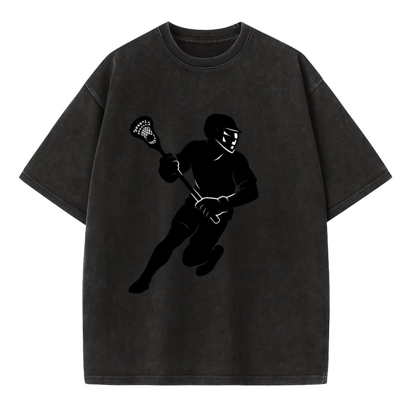 Lacrosse player cradling stick - Vintage T-shirt - Black