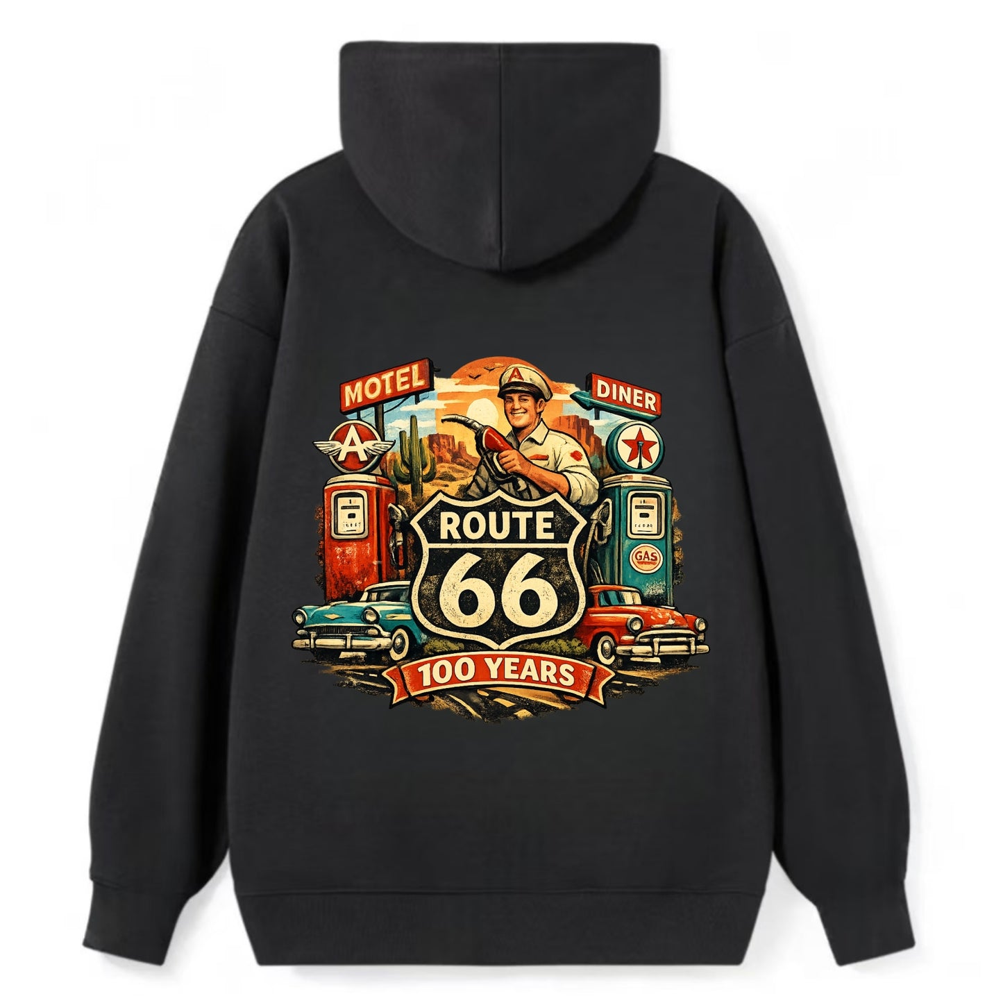 FILL ER UP | Vintage gas pumps | Flying A or Texaco style | Service - Classic Pullover Hoodie - Black