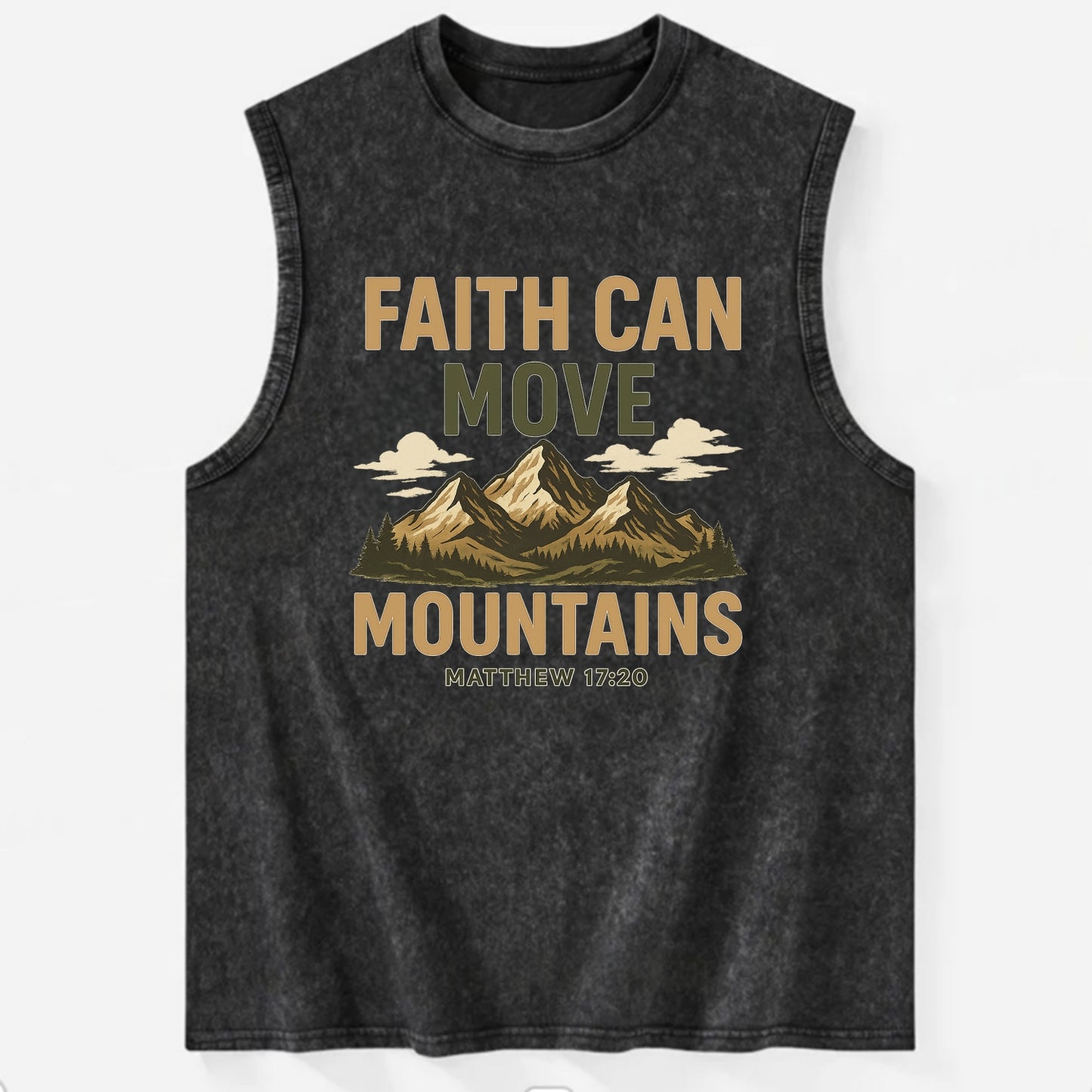 Matthew 17:20 Mountains - Vintage Washed Tank - Black