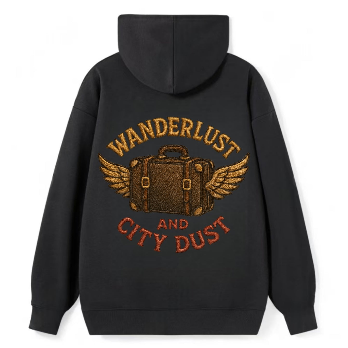 Wanderlust And City Dust - Classic Pullover Hoodie - Black
