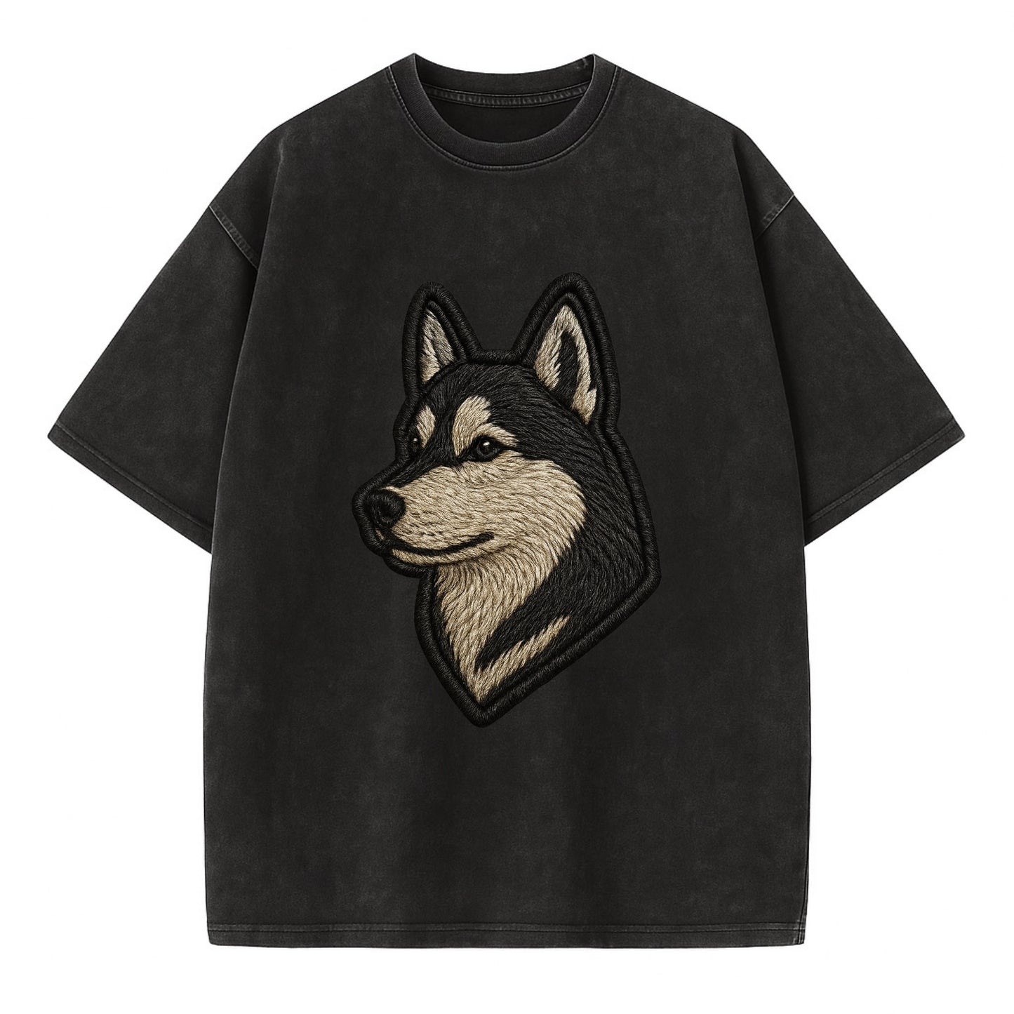 Siberian Husky - Contemporary wolf-like - Vintage T-shirt - Black