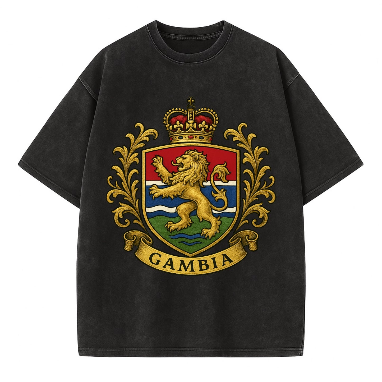 Gambia Heritage Badge - Vintage T-shirt - Black