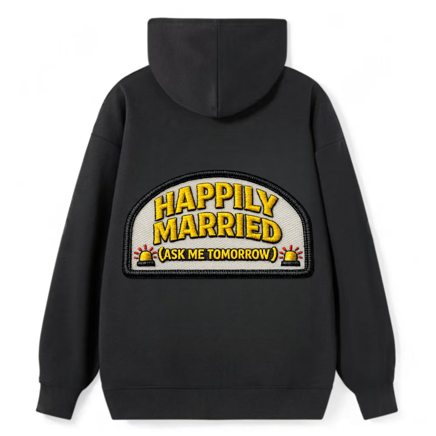 HAPPILY MARRIED - yellow ask tomorrow - yellow - marital flux - Classic Pullover Hoodie - Black