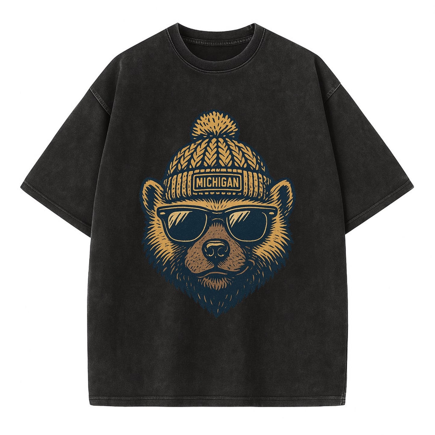 Ann Arbor Wolverine wearing Michigan bea - Vintage T-shirt - Black