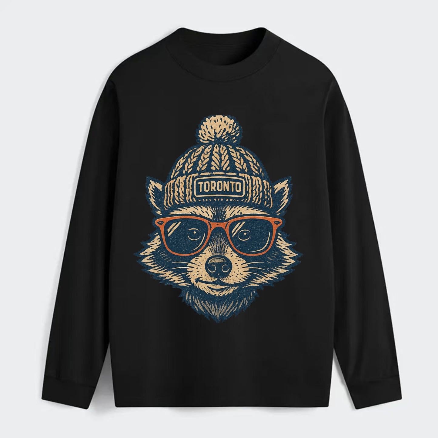 Toronto Raccoon wearing Toronto beanie w - Classic Long Sleeve Shirt - Black