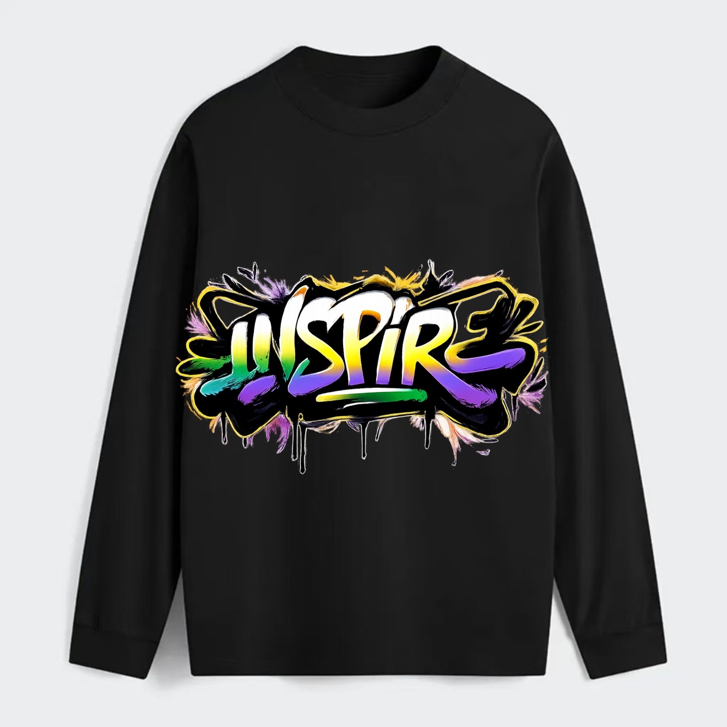 Bold typography design - "INSPIRE" - motivating others, being the spark - Classic Long Sleeve Shirt - Black
