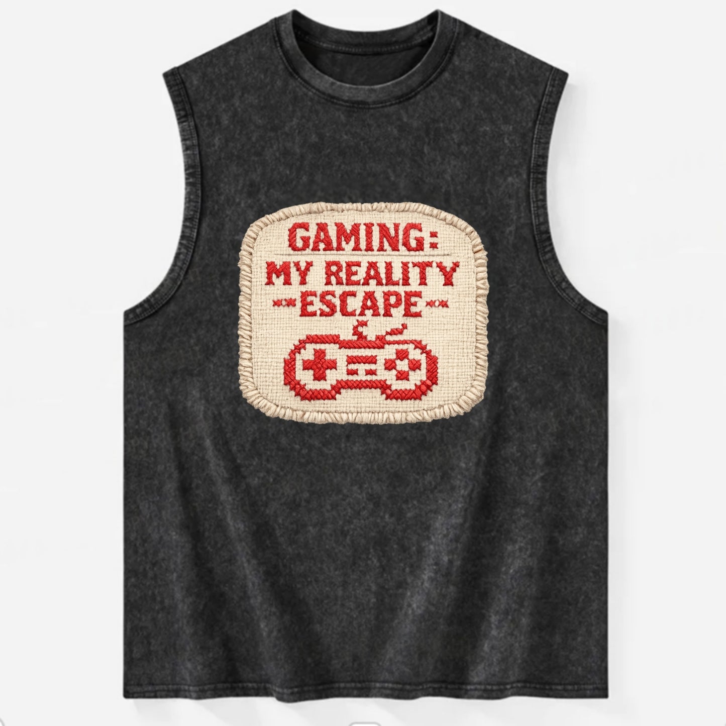 GAMING: MY REALITY ESCAPE - red game escape - red - gaming reality escape - Vintage Washed Tank - Black