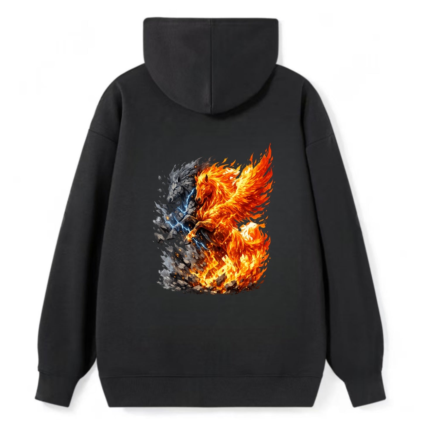 THUNDER FIRE | Horse combining lightning and flame | Electric fire | - Classic Pullover Hoodie - Black
