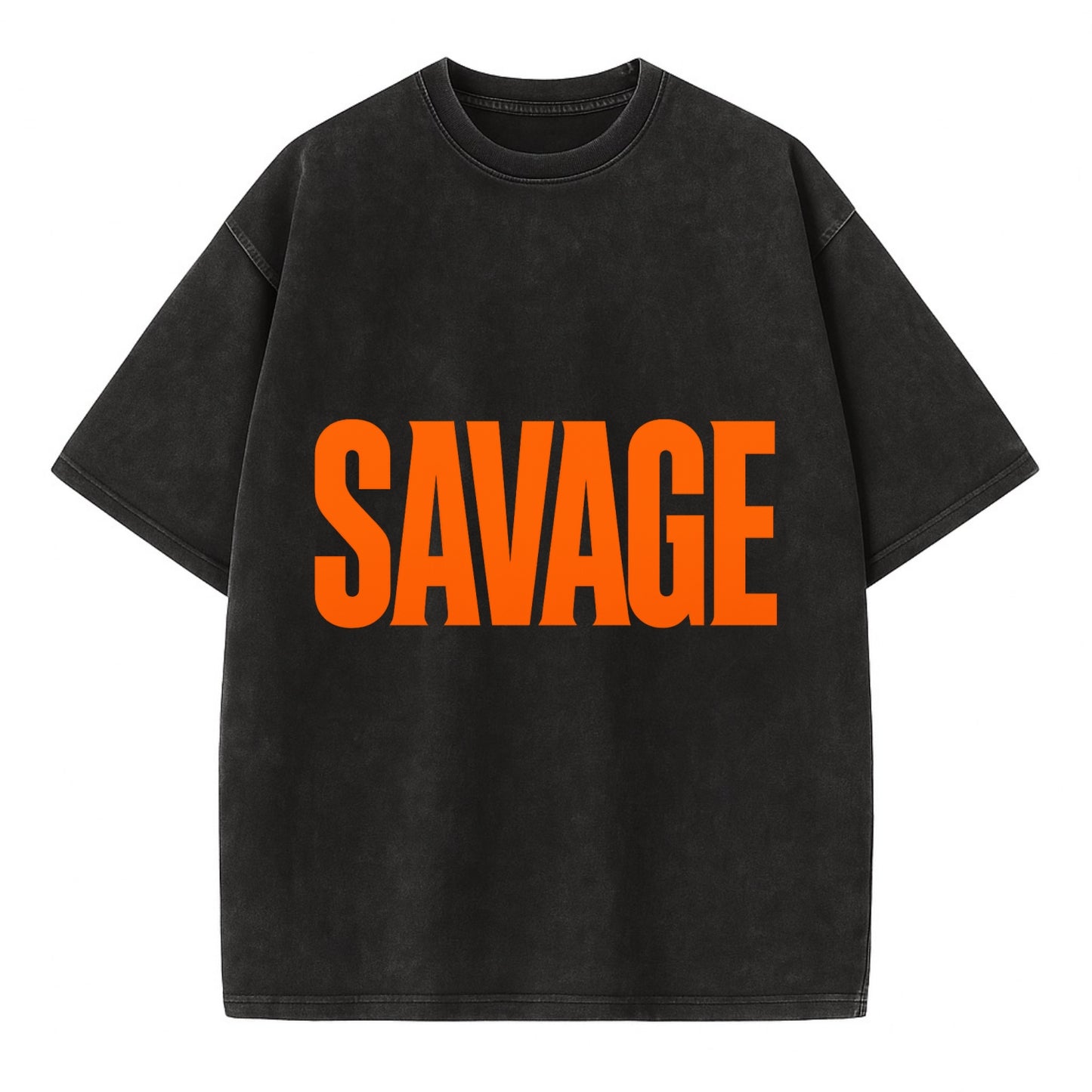 Bold typography design - "SAVAGE" - fierce attitude, taking no prisoners - Vintage T-shirt - Black