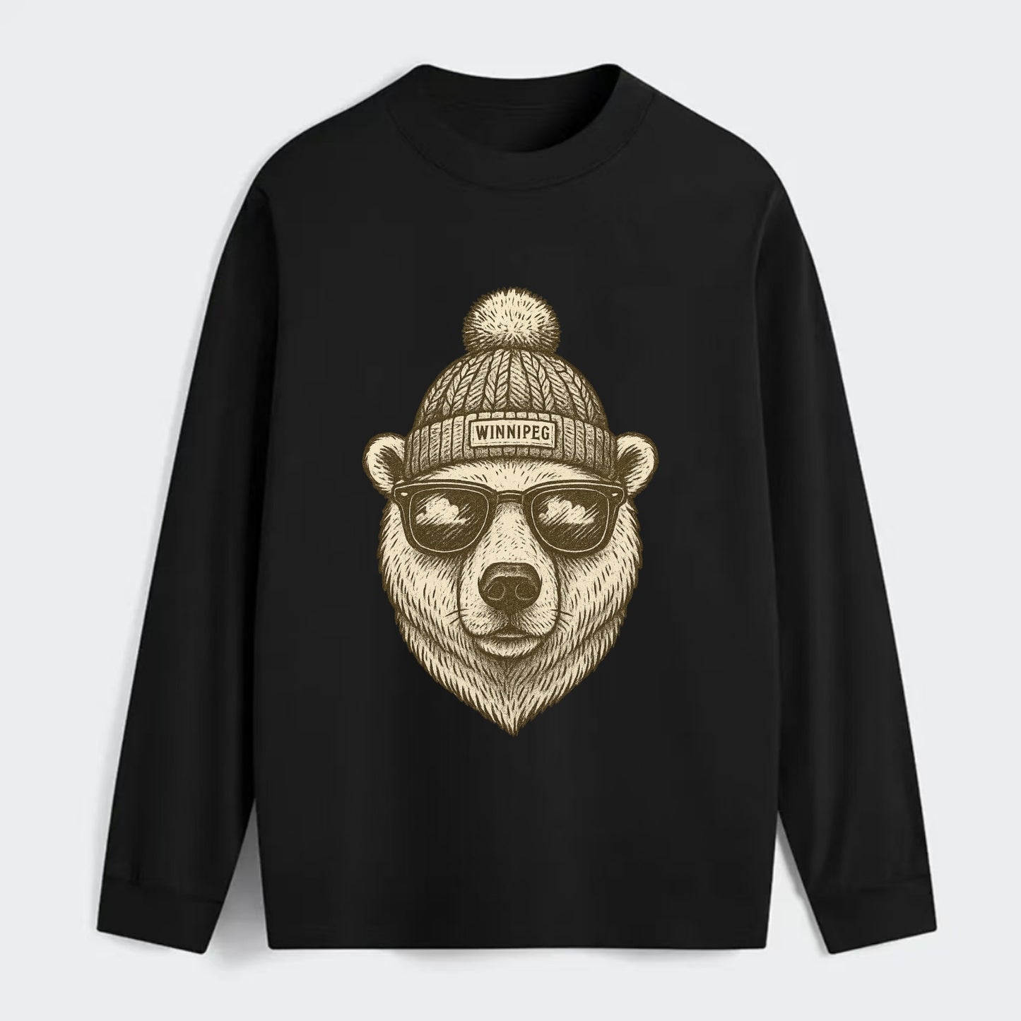 Winnipeg Polar Bear wearing Winnipeg bea - Classic Long Sleeve Shirt - Black