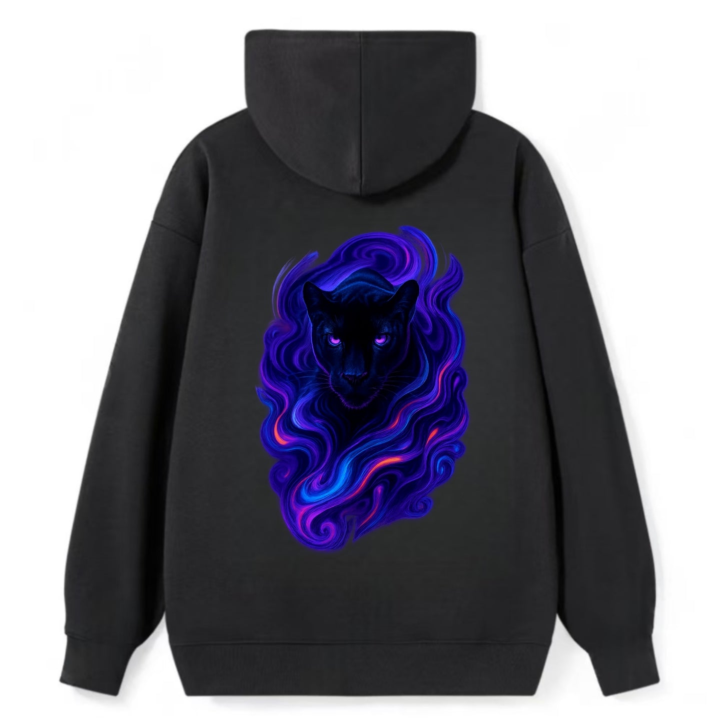 Sleek black panther emerging from swirls of deep purple and electric - Classic Pullover Hoodie - Black