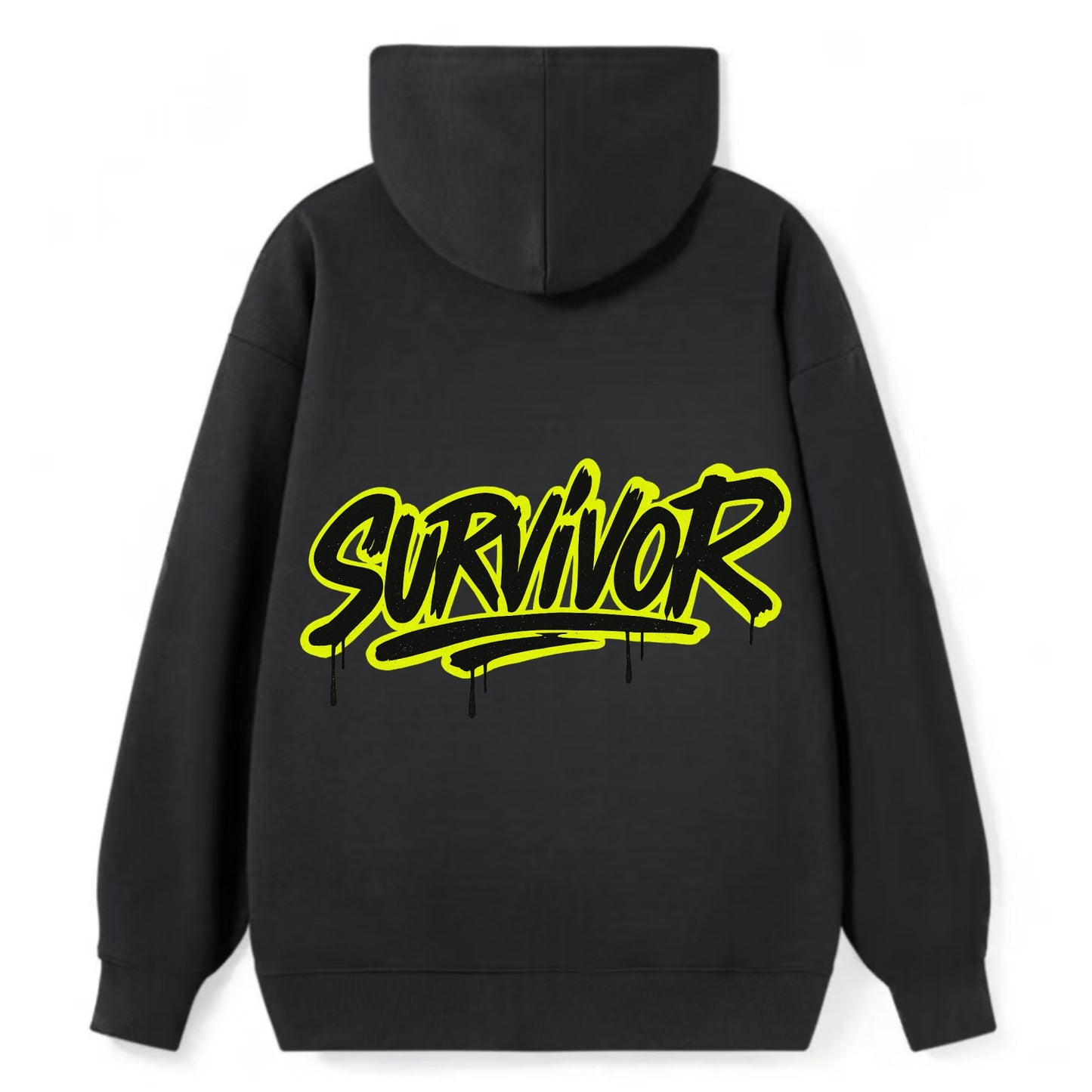 Bold typography design - "SURVIVOR" - overcomer, still standing, made it - Classic Pullover Hoodie - Black