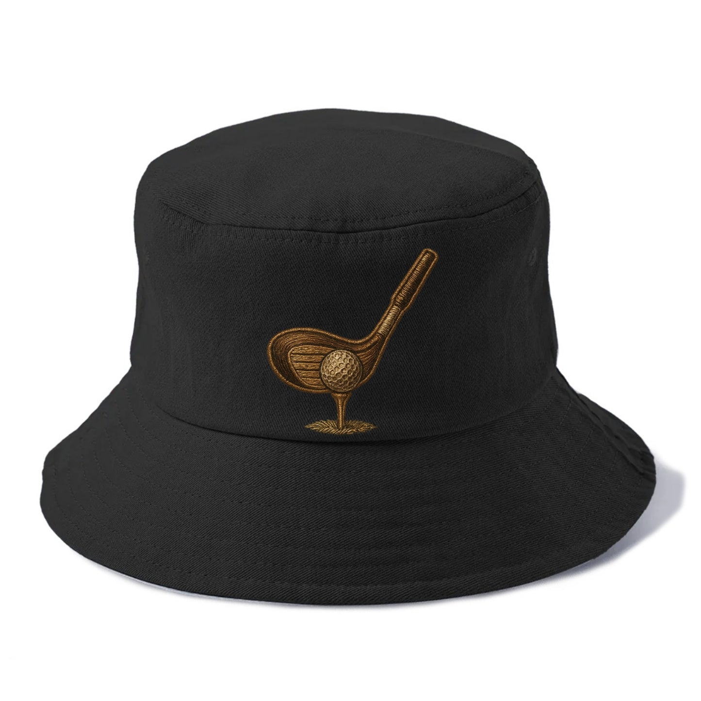 Golf Club and Ball - Bucket Hat - Black