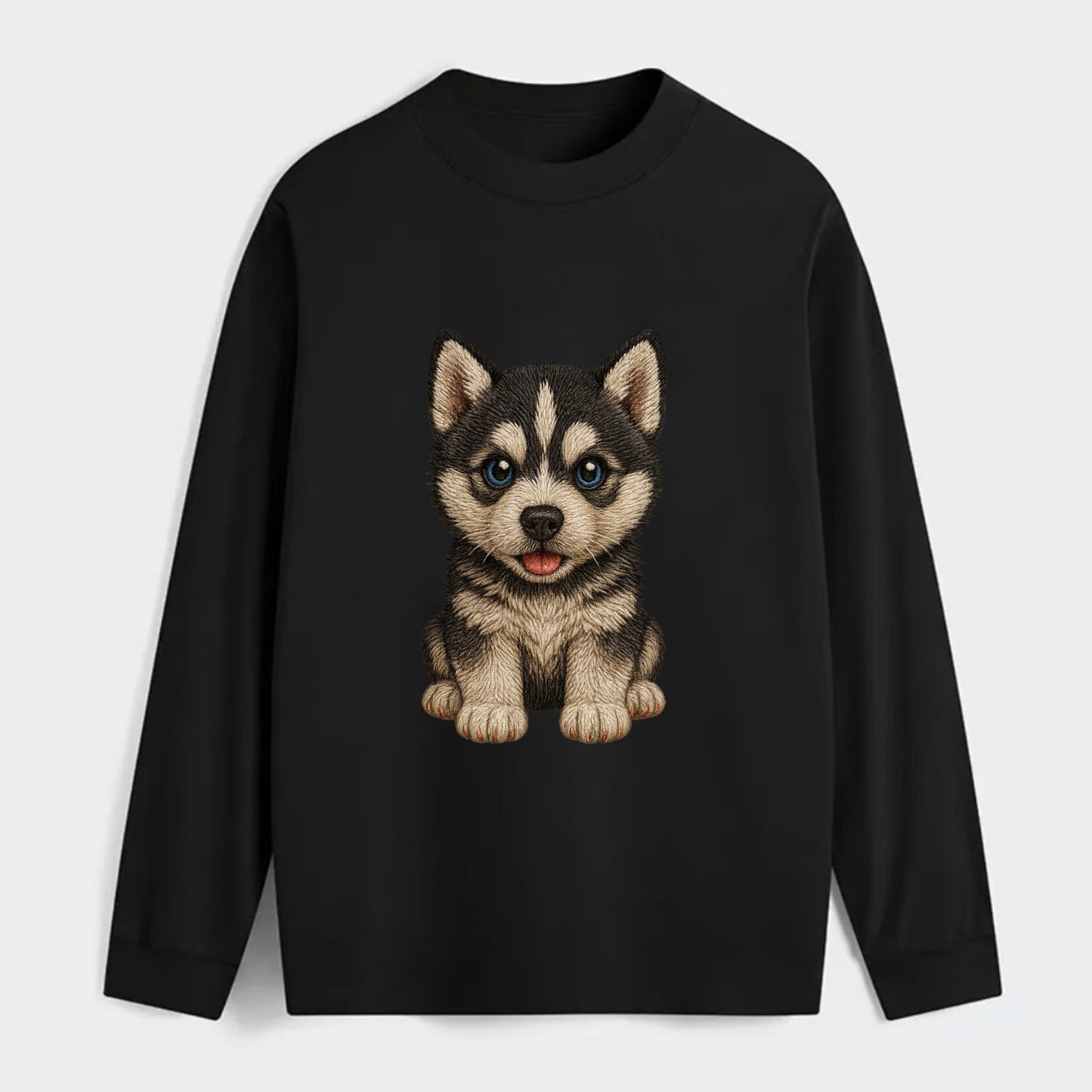 Baby Siberian Husky Puppy - blue or bi-colored eyes, fluffy coat, - Classic Long Sleeve Shirt - Black