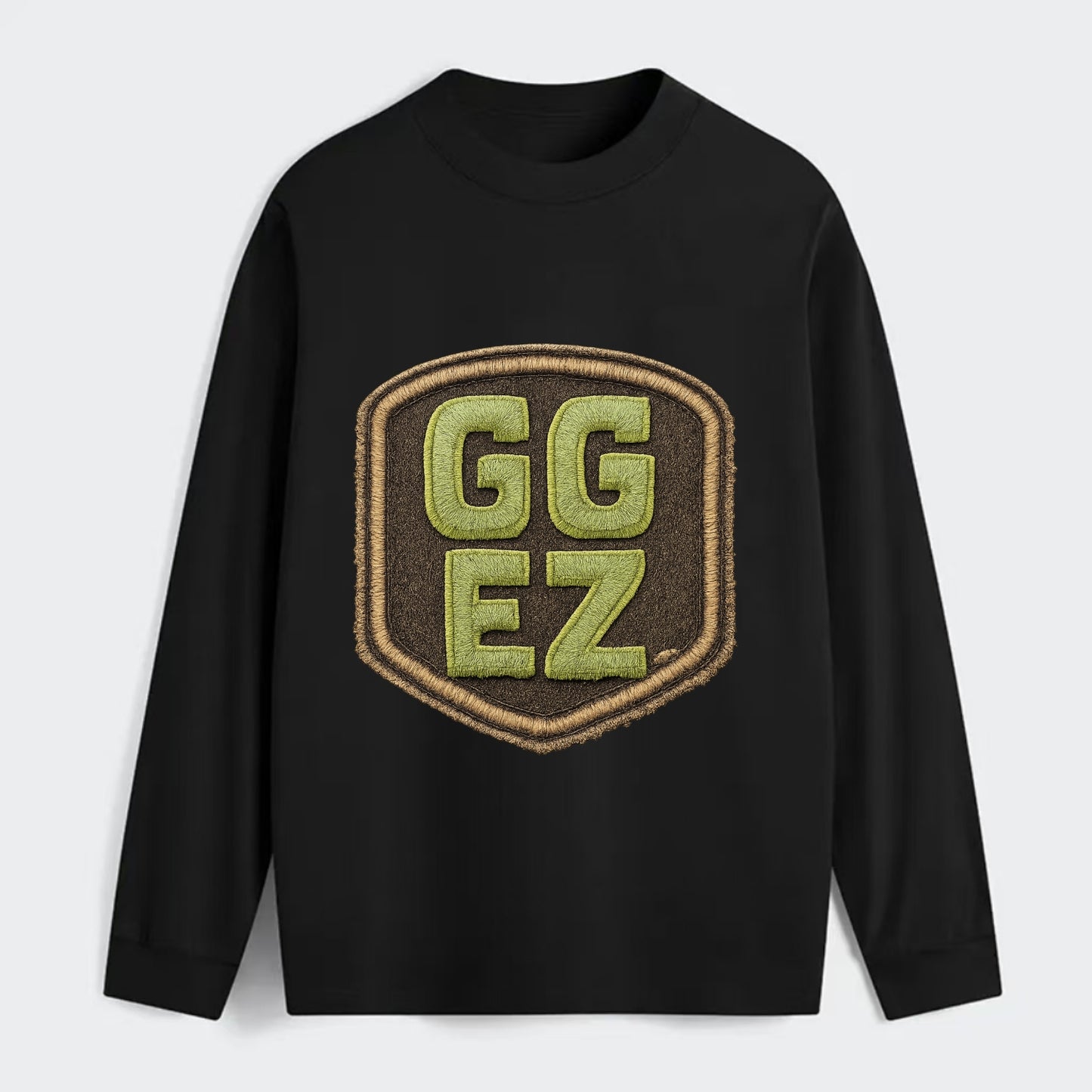 GG EZ - victory text in neon green , easy win - Classic Long Sleeve Shirt - Black