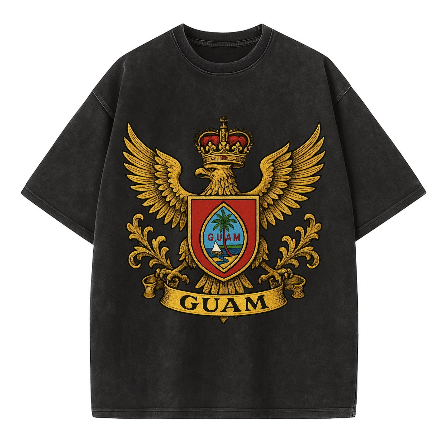 Guam Heritage Badge - Vintage T-shirt - Black