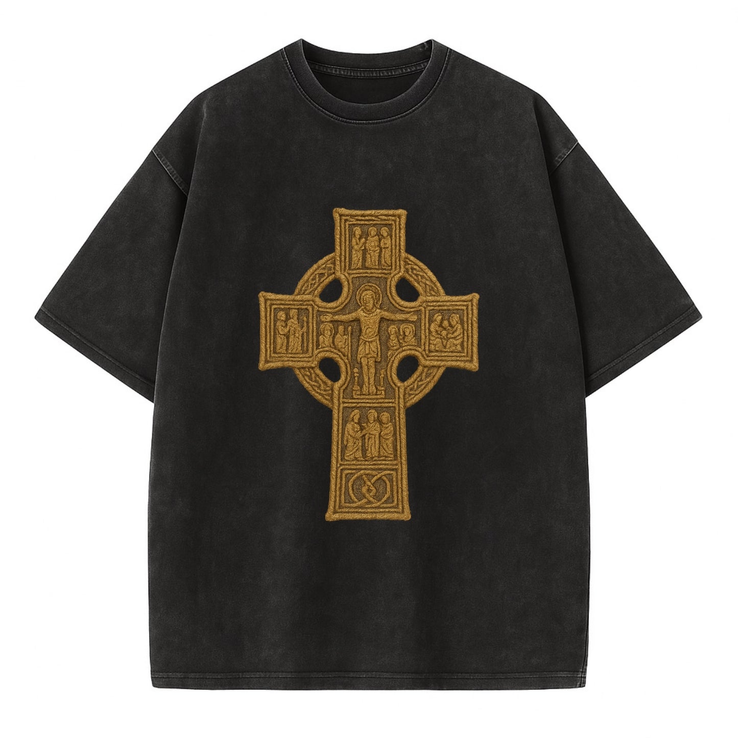 Monasterboice Cross - Vintage T-shirt - Black