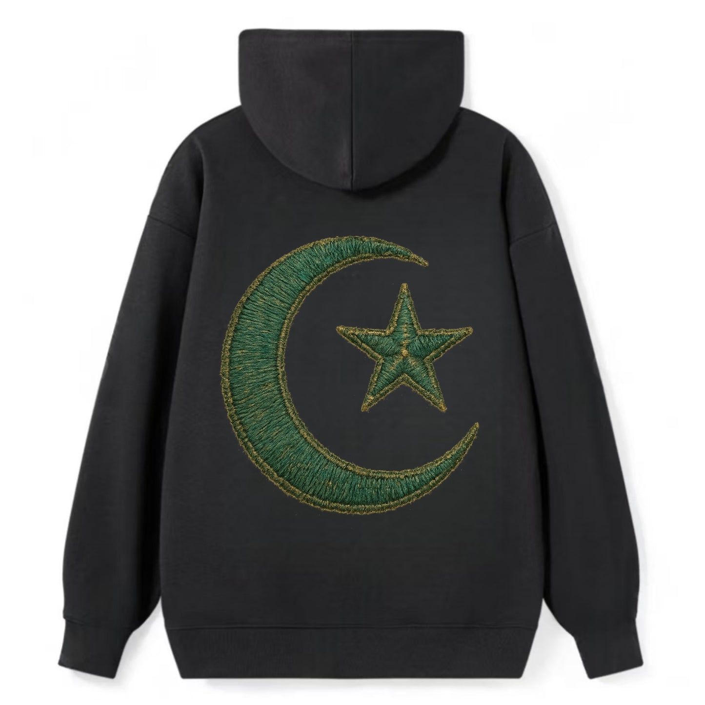 Crescent Moon and Star - Classic Pullover Hoodie - Black
