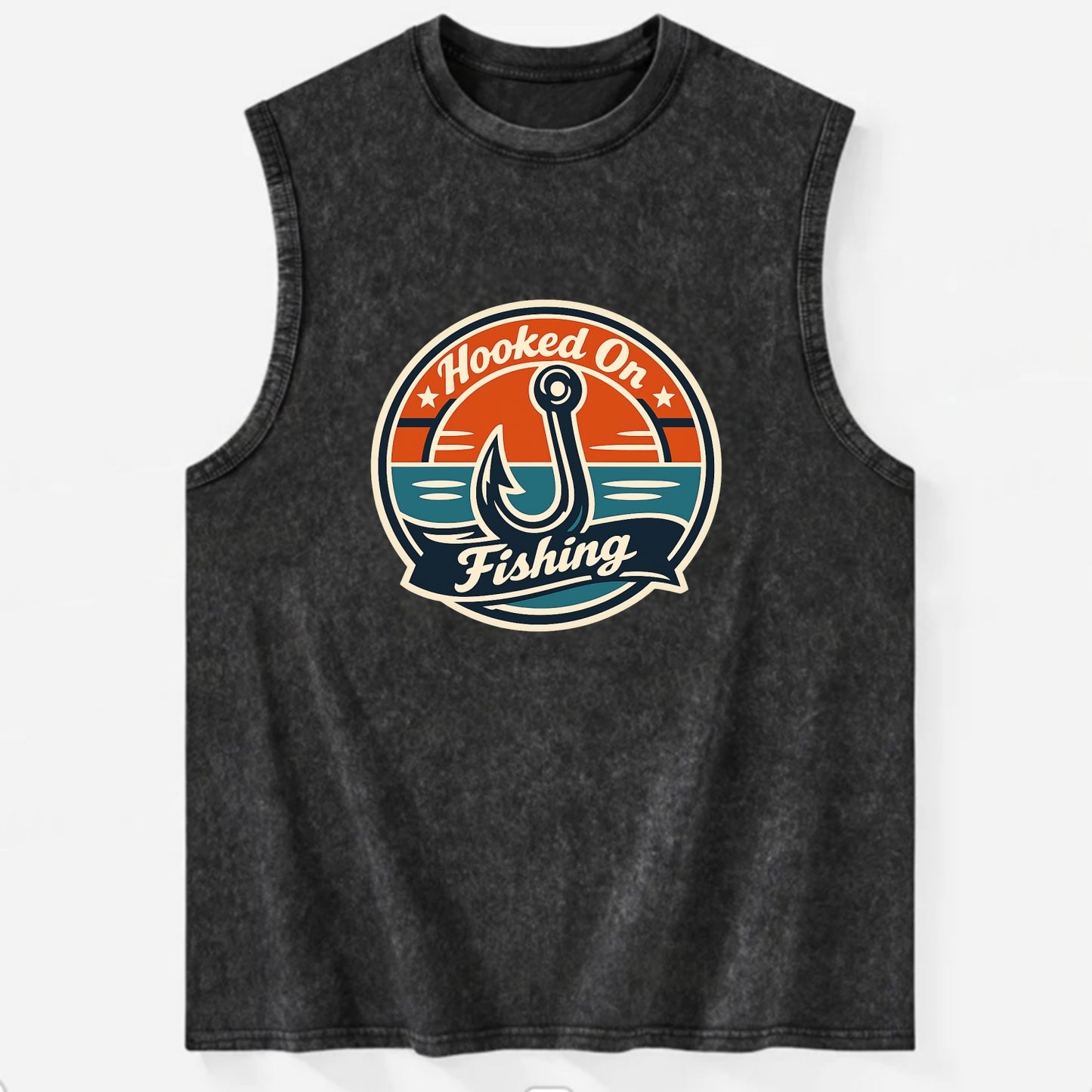 Angler's Emblem of Passion - Vintage Washed Tank - Black