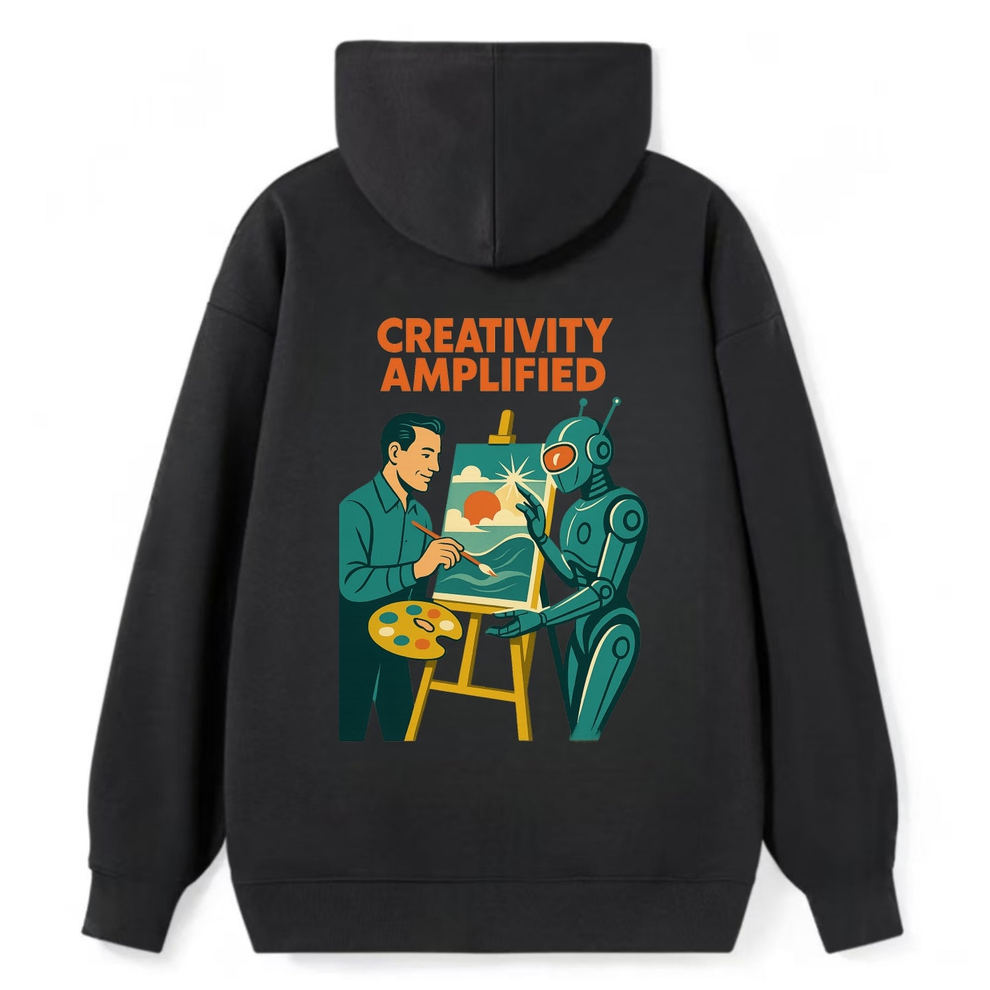 Artist and AI creating beautiful masterpiece together - "Creativity - Classic Pullover Hoodie - Black