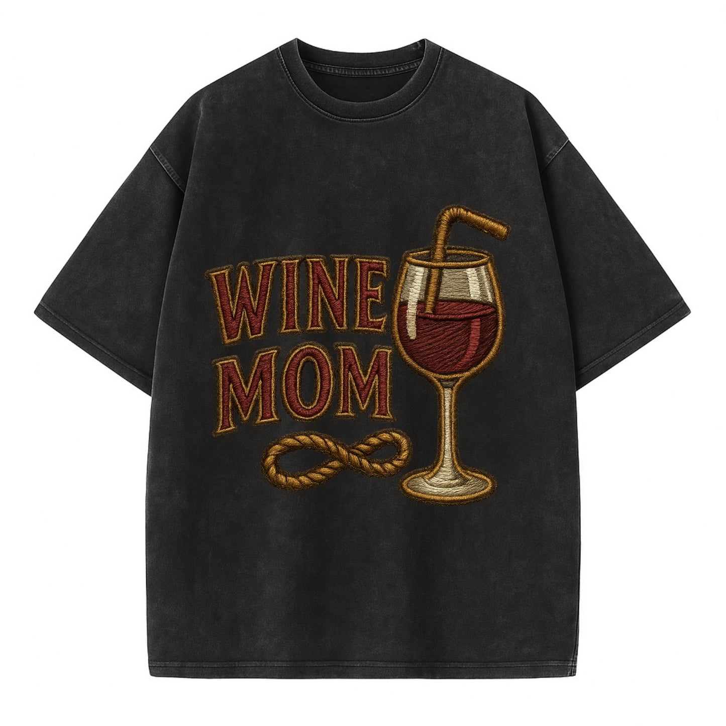 Wine Mom - Vintage T-shirt - Black