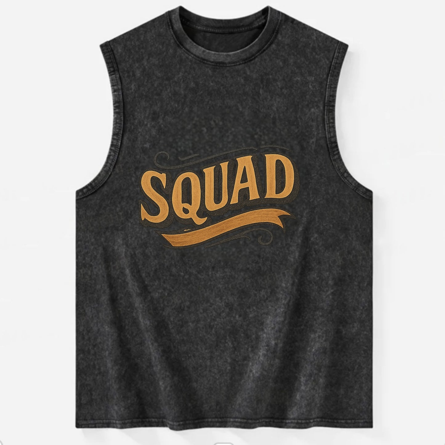 Bold typography design - "SQUAD" - your crew, your people - Vintage Washed Tank - Black