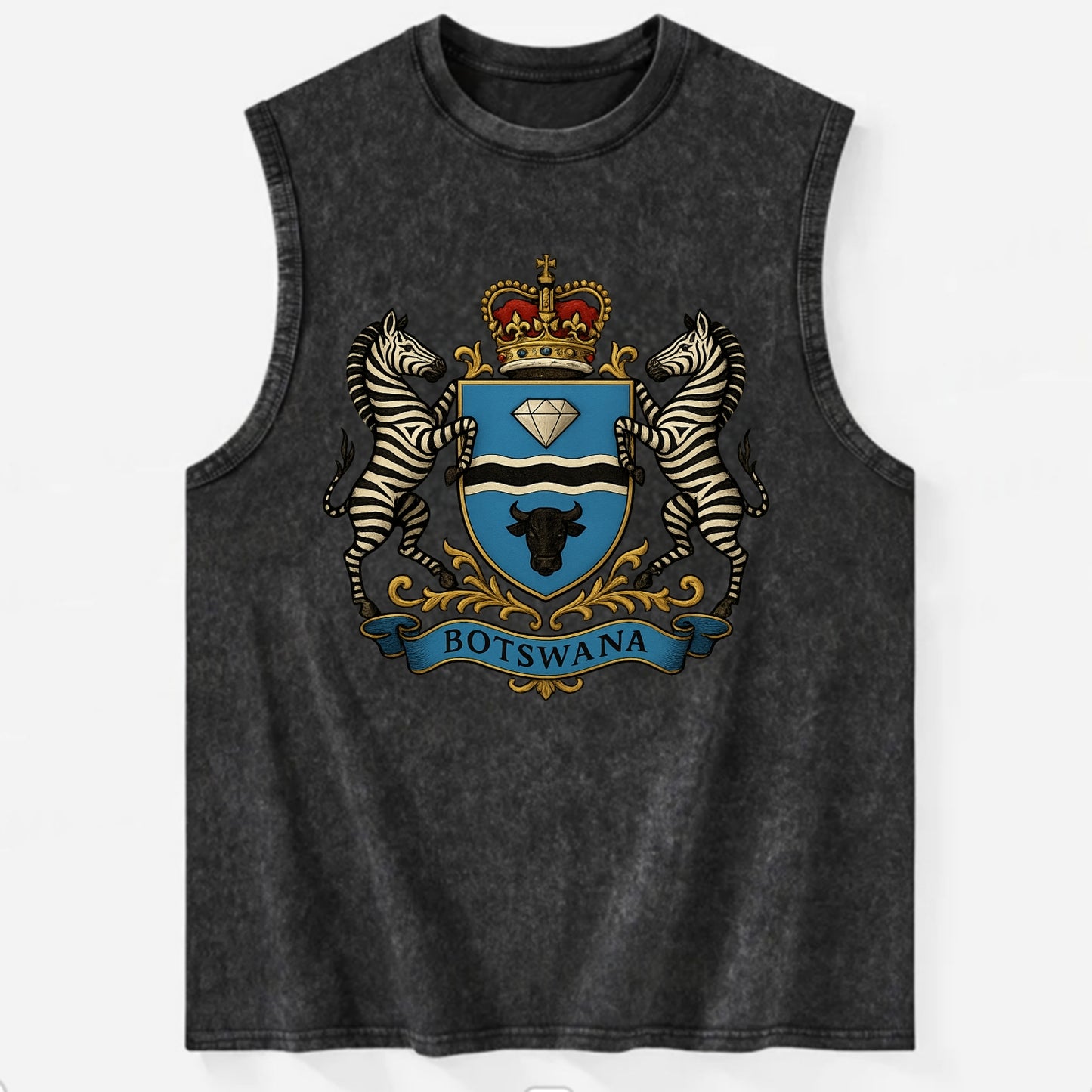 Botswana Heritage Badge - Vintage Washed Tank - Black