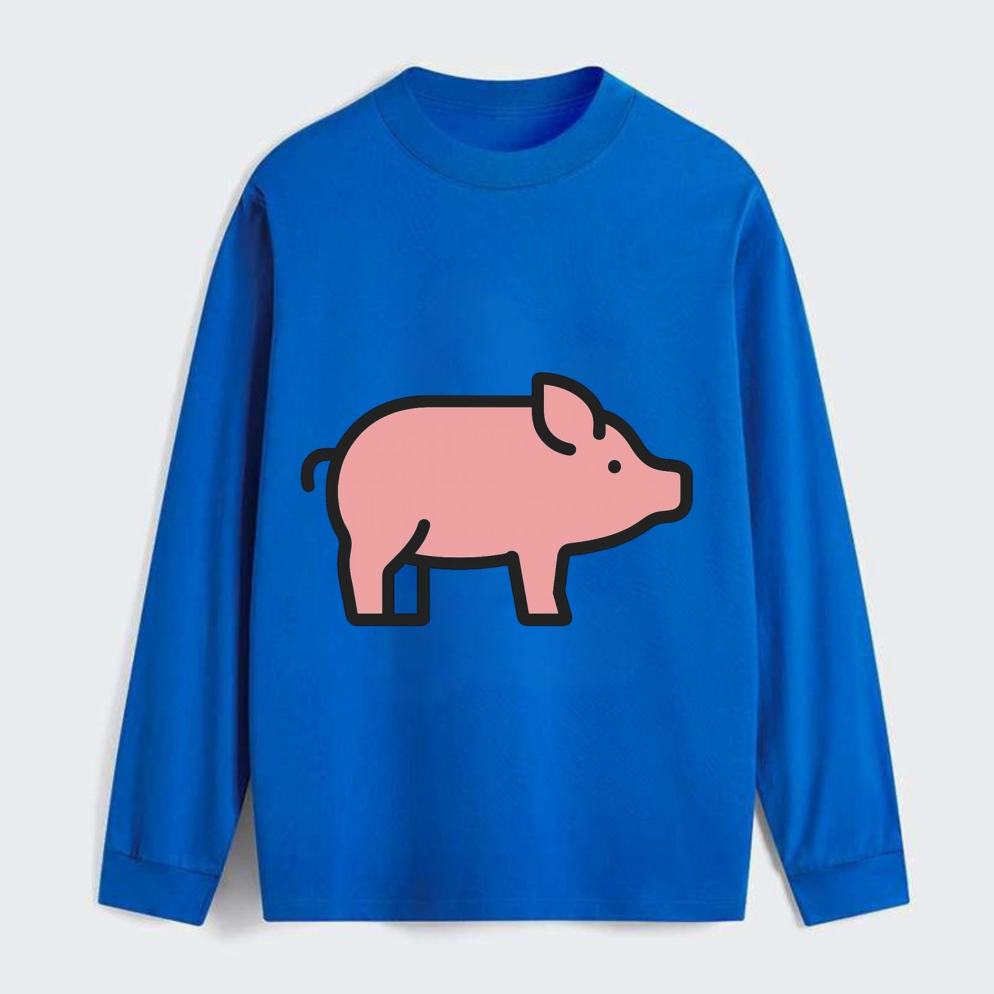 Pig - Pink farm pig flat side profile - Classic Long Sleeve Shirt - Blue