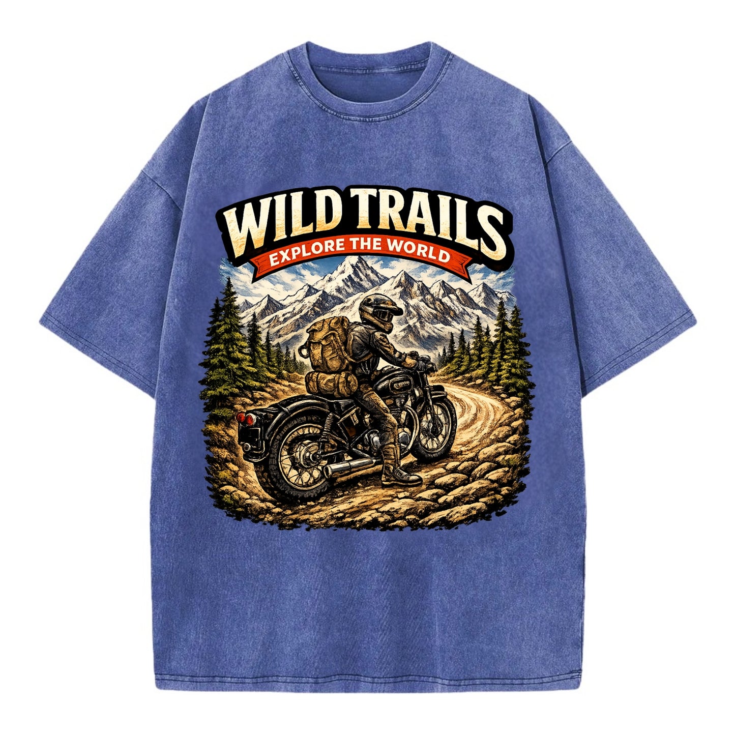 Wild Trails Explorer - Vintage T-shirt - Blue