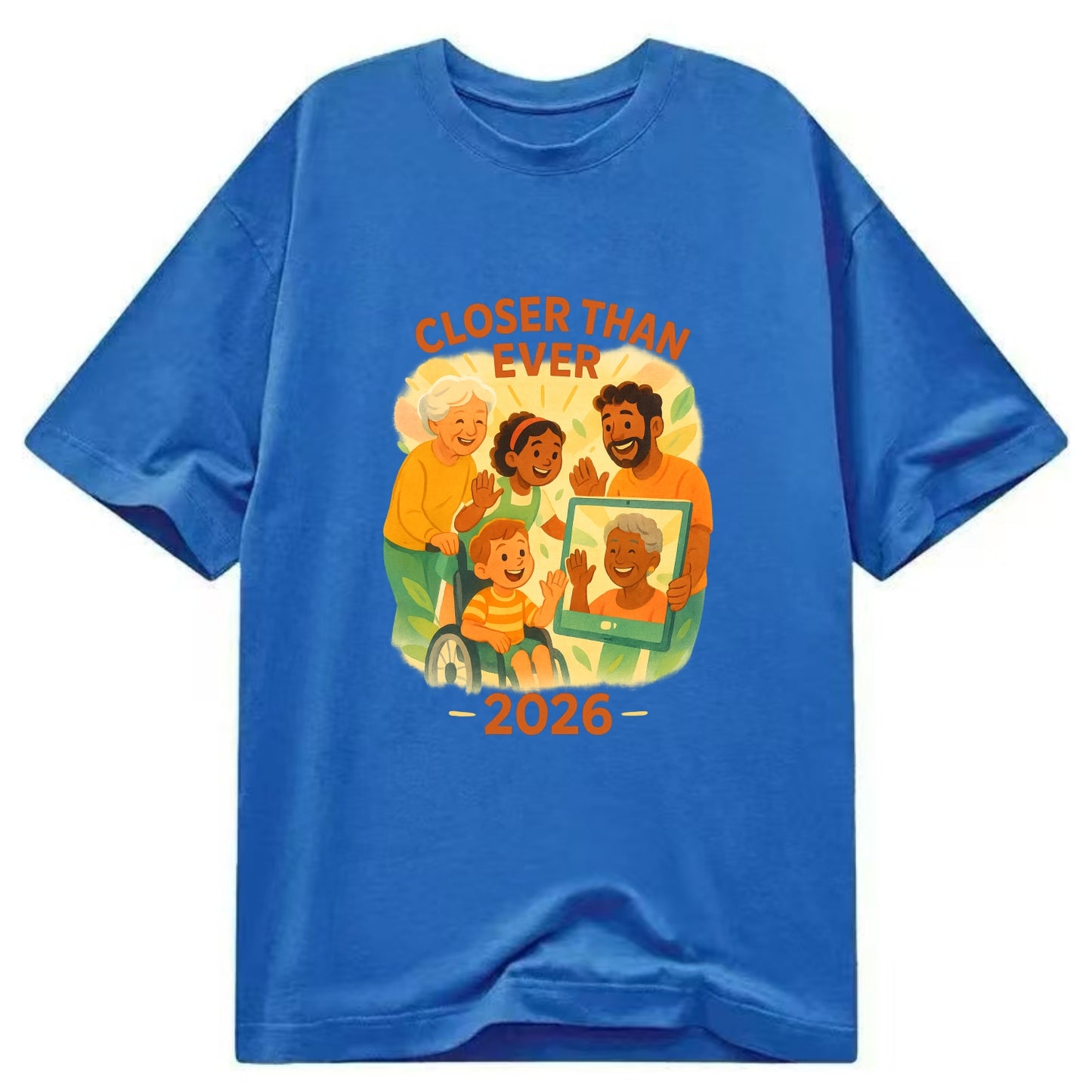 Technology bringing distant families together - "Closer Than Ever" - connection - Classic T-shirt - Blue