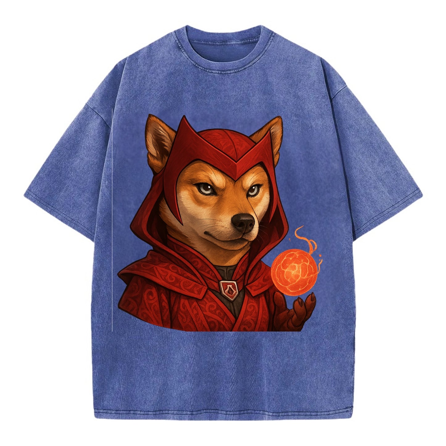 Shiba Inu Scarlet Witch - Vintage T-shirt - Blue