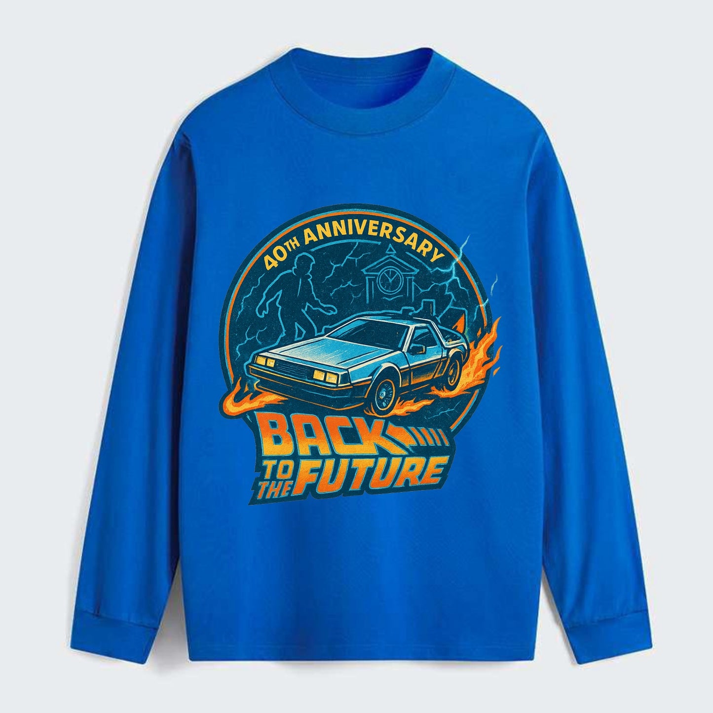 Back To The Future 40th Anniversary - Classic Long Sleeve Shirt - Blue
