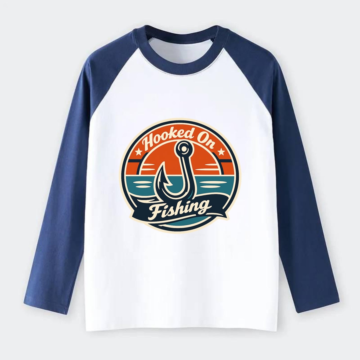 Angler's Emblem of Passion - Raglan Long Sleeve T-Shirt - Blue