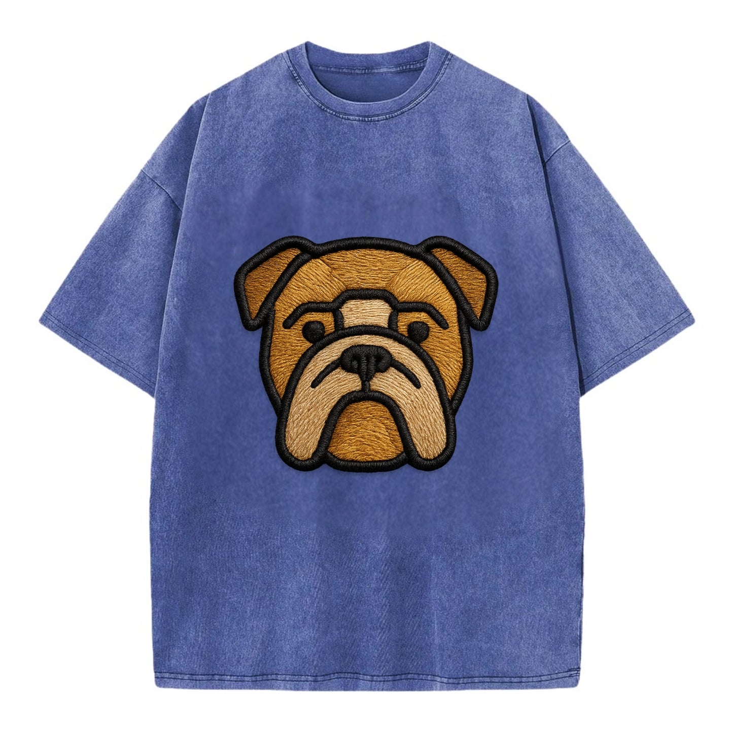 Bulldog - Minimalist geometric design wi - Vintage T-shirt - Blue