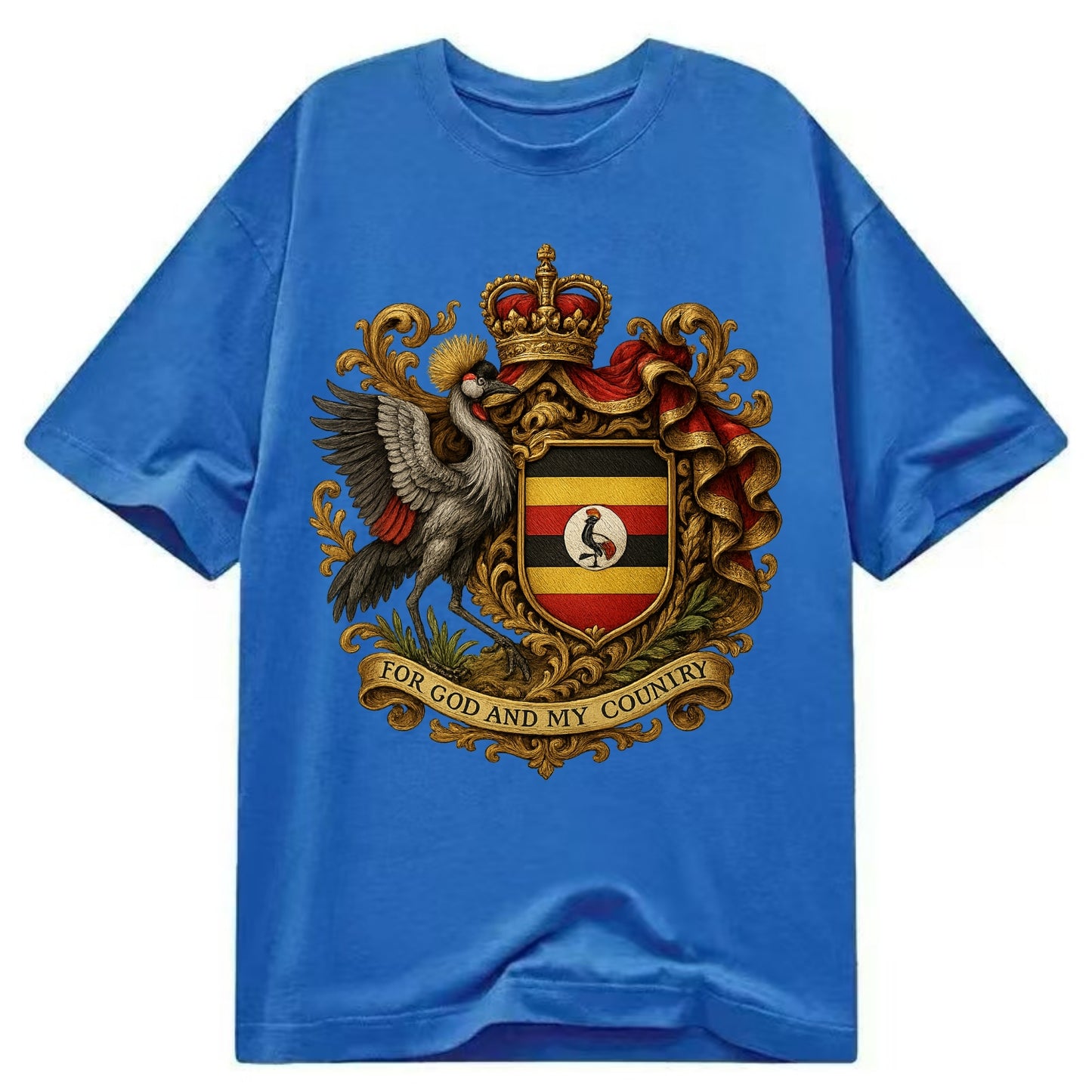 Uganda Crested Crane Emblem - Classic T-shirt - Blue