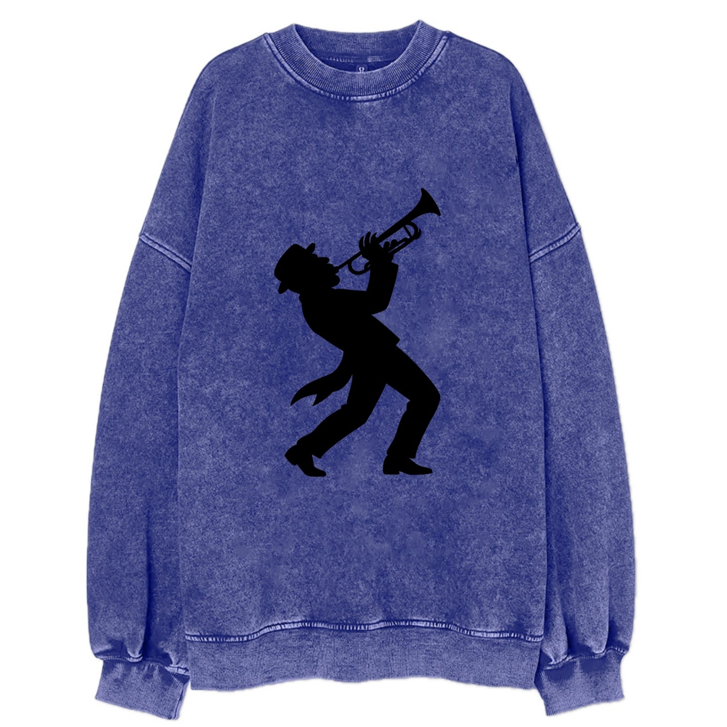 Trumpet player hitting high note - Vintage Sweatshirt - Blue